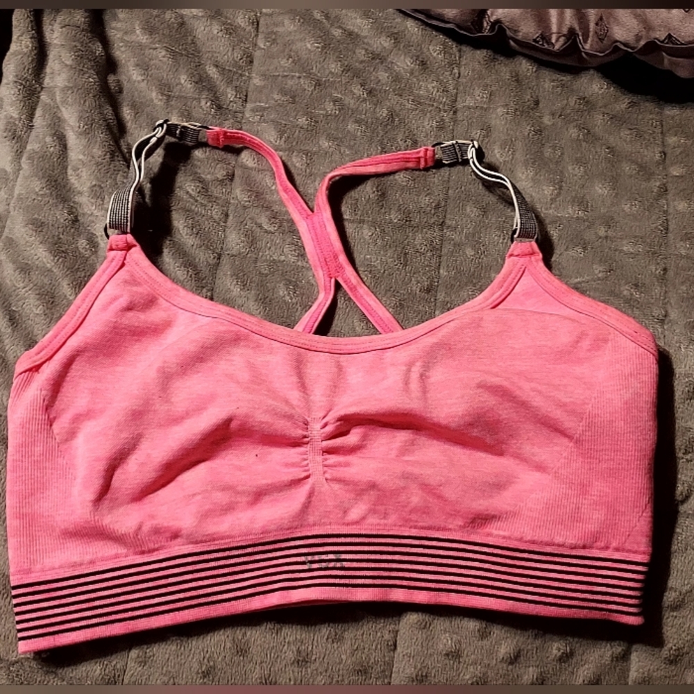 VSX Pink Sports Bra with Black Stripes